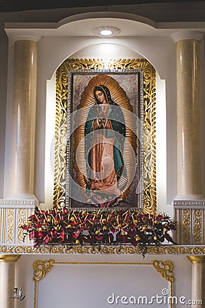 BOGOTA, COLOMBIA - May 12, 2019: Virgen de Guadalupe Editorial Stock Photo