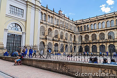 BOGOTA, COLOMBIA - SEPTEMBER 24, 2015: College of St. Bartholomew Colegio Mayor de San Bartolome in downtown of Bogot Editorial Stock Photo