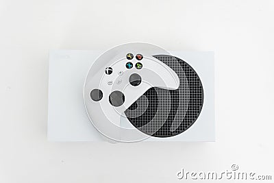 Bogota Colombia, Septiembre 2023, Xbox Series S, white video game console, manufactured by Microsoft, Next generation Editorial Stock Photo