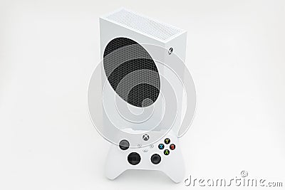 Bogota Colombia, Septiembre 2023, Xbox Series S, white video game console, manufactured by Microsoft, Next generation Editorial Stock Photo