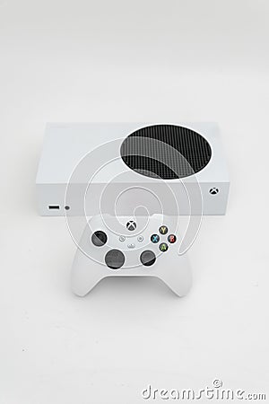 Bogota Colombia, Septiembre 2023, Xbox Series S, white video game console, manufactured by Microsoft, Next generation Editorial Stock Photo