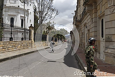 8th avenue near to nariÃ±o house and antique national astronomy observatory at downtown city Editorial Stock Photo