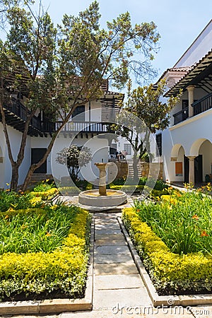Bogota inner courtyard with fountain of the coin Museum Editorial Stock Photo