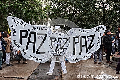 18 Mar 2019 - March for the defense of the JEP, Special Jurisdiction for peace BogotÃ¡ Colombia Editorial Stock Photo