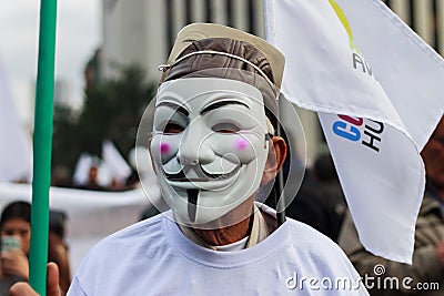 18 Mar 2019 - March for the defense of the JEP, Special Jurisdiction for peace BogotÃ¡ Colombia Editorial Stock Photo