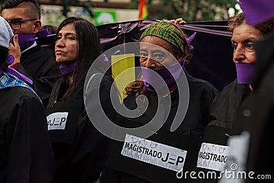 18 Mar 2019 - March for the defense of the JEP, Special Jurisdiction for peace BogotÃ¡ Colombia Editorial Stock Photo