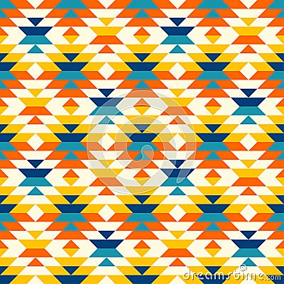 Bohemian aztec large diamonds orange pattern Vector Illustration