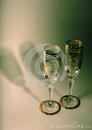 Bohemian crystal champaigne glasses Stock Photo