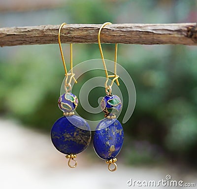 Handmade beadwork jewelry earrings Stock Photo