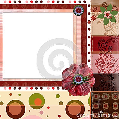 Bohemian Gypsy style scrapbook album page layout 8x8 inches Stock Photo