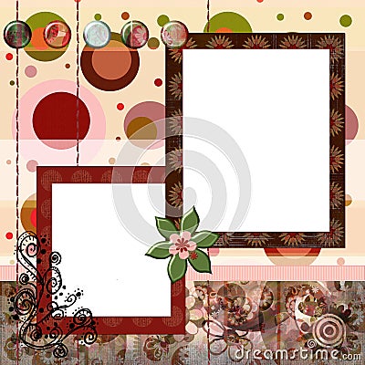 Bohemian Gypsy style scrapbook album page layout 8x8 inches Stock Photo