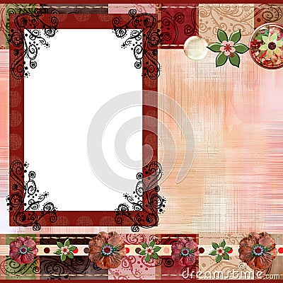 Bohemian Gypsy style scrapbook album page layout 8x8 inches Stock Photo