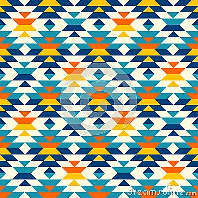 Bohemian large aztec diamonds blue pattern Vector Illustration