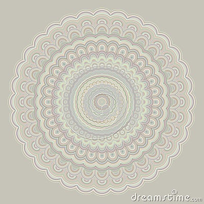 Bohemian mandala ornament background - round symmetry vector pattern design from concentric oval shapes Vector Illustration