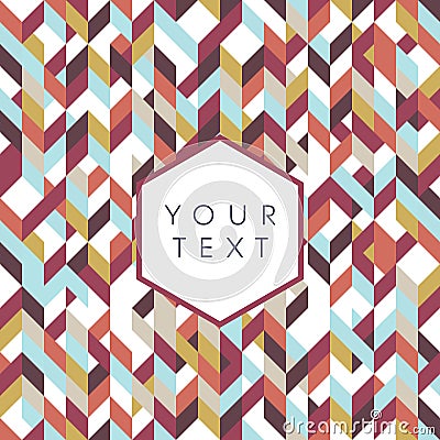 Bohemian style pattern vector background texture with hexagonal badge in the centre. Geometric polygonal vintage shapes. Vector Illustration