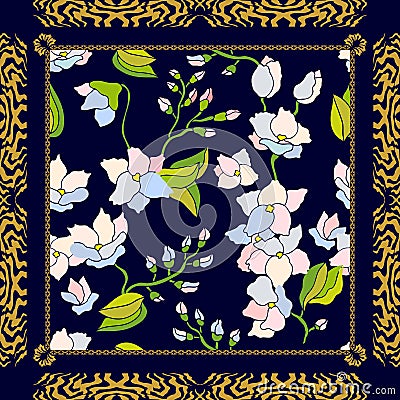 Bohemian style shawl. Vector Illustration