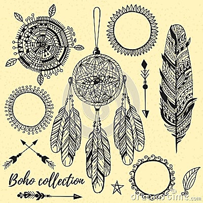 Boho design elements vector set Vector Illustration