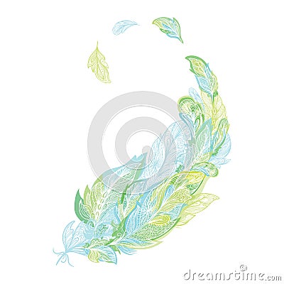 Boho Feather Print Vector Illustration