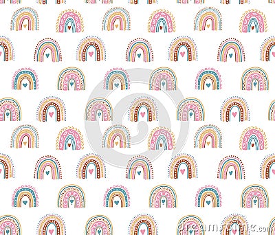 Boho rainbows cute trendy seamless vector pattern Vector Illustration
