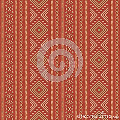 Boho seamless pattern. Red geometric background in ethnic style for textile, wrap paper and wallpaper Vector Illustration