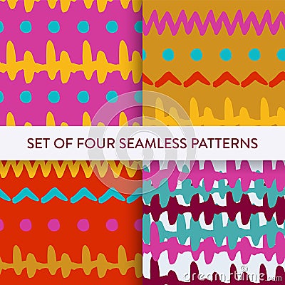 Boho style repeat pattern set with simple shapes. Vector Illustration