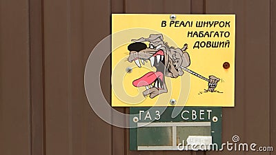 The sign `Danger! Angry dog` Stock Photo