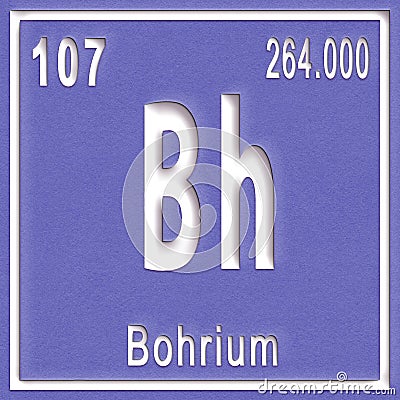 Bohrium chemical element, Sign with atomic number and atomic weight Editorial Stock Photo