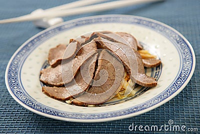 Boiled beef slices with vegetables Stock Photo
