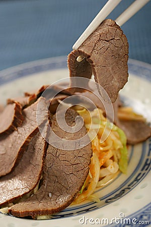 Boiled beef slices with vegetables Stock Photo