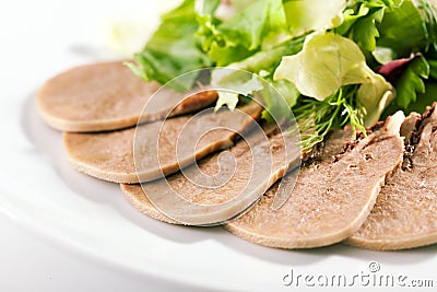 Boiled Beef Tongue Stock Photo