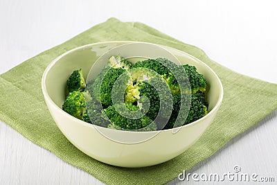 Boiled broccol in a bowl Stock Photo