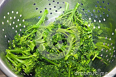 Boiled broccoli in a druschlag Stock Photo