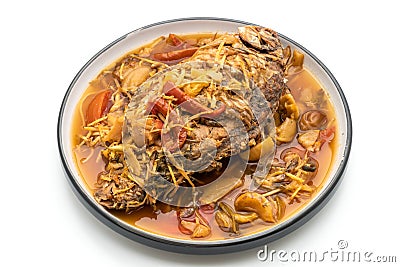 Boiled Carp fish with pickled lettuce Stock Photo