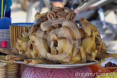 Boiled chicken and pork Stock Photo