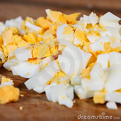 Boiled chopped eggs Stock Photo