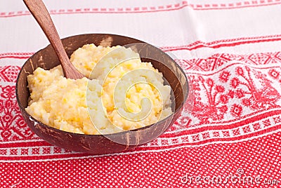 Boiled corn porridge Stock Photo