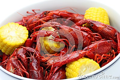 Boiled crawfish, clayfish party Stock Photo