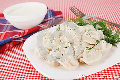 Boiled dumplings Stock Photo