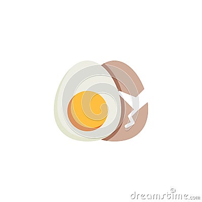 Boiled egg and shell flat icon Vector Illustration