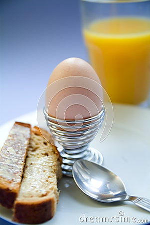 Boiled egg and toast Stock Photo
