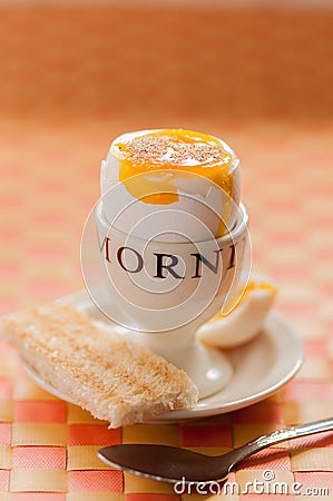 Boiled Egg with toast Stock Photo