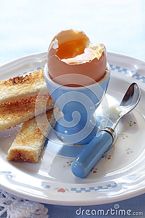 Boiled Egg and Toast Soldiers Stock Photo