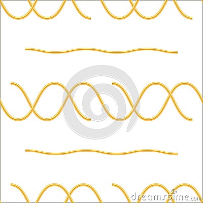 Boiled Floury Product Spaghetti Seamless Pattern Isolated on White Background Vector Illustration
