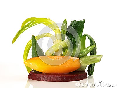 Boiled Fresh Young Vegetables - Bouquet Isolated Stock Photo