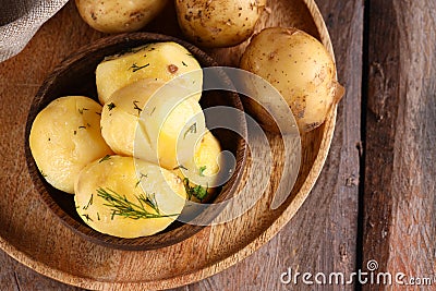 Boiled organic potatoes Stock Photo
