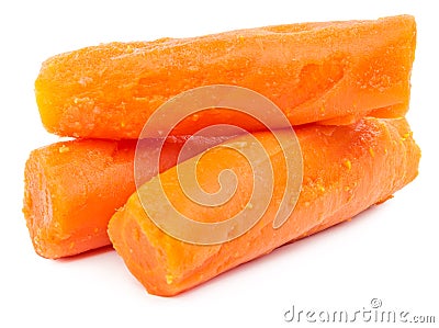 Boiled peeled carrots isolated on white Stock Photo