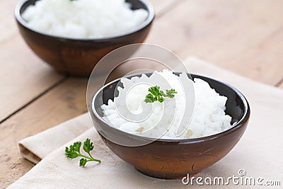Boiled rice in a bowl Stock Photo