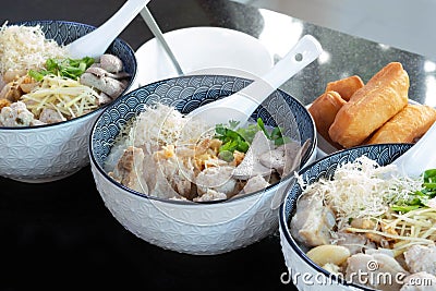 Boiled rice with pock, boiled pork liver, braised pork ribs Stock Photo