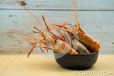 Boiled river shrimp Stock Photo