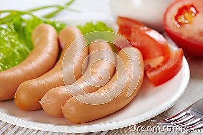 Boiled sausages Stock Photo